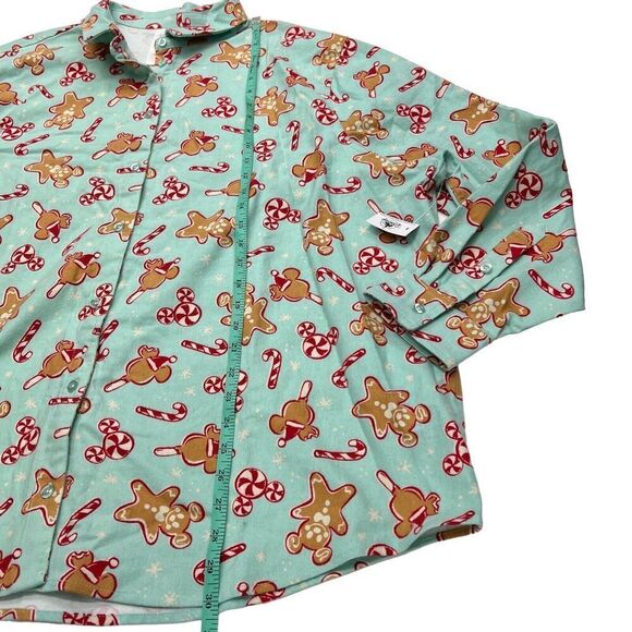 Disney Pajama Top Adult‎ 2X Mickey Mouse Long Sleeve Christmas Gingerbread Candy - Picture 2 of 8